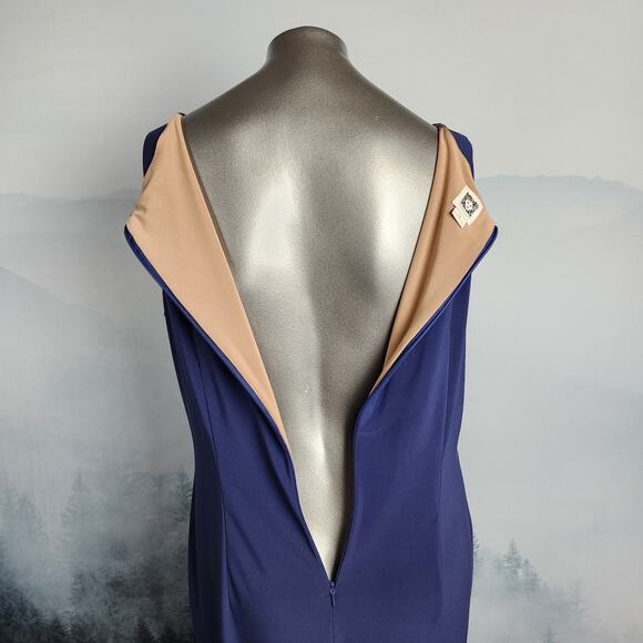 Anne Klein Sleeveless Lace Blue and White Sheath Dress | Women's 14 - Picture 11 of 15